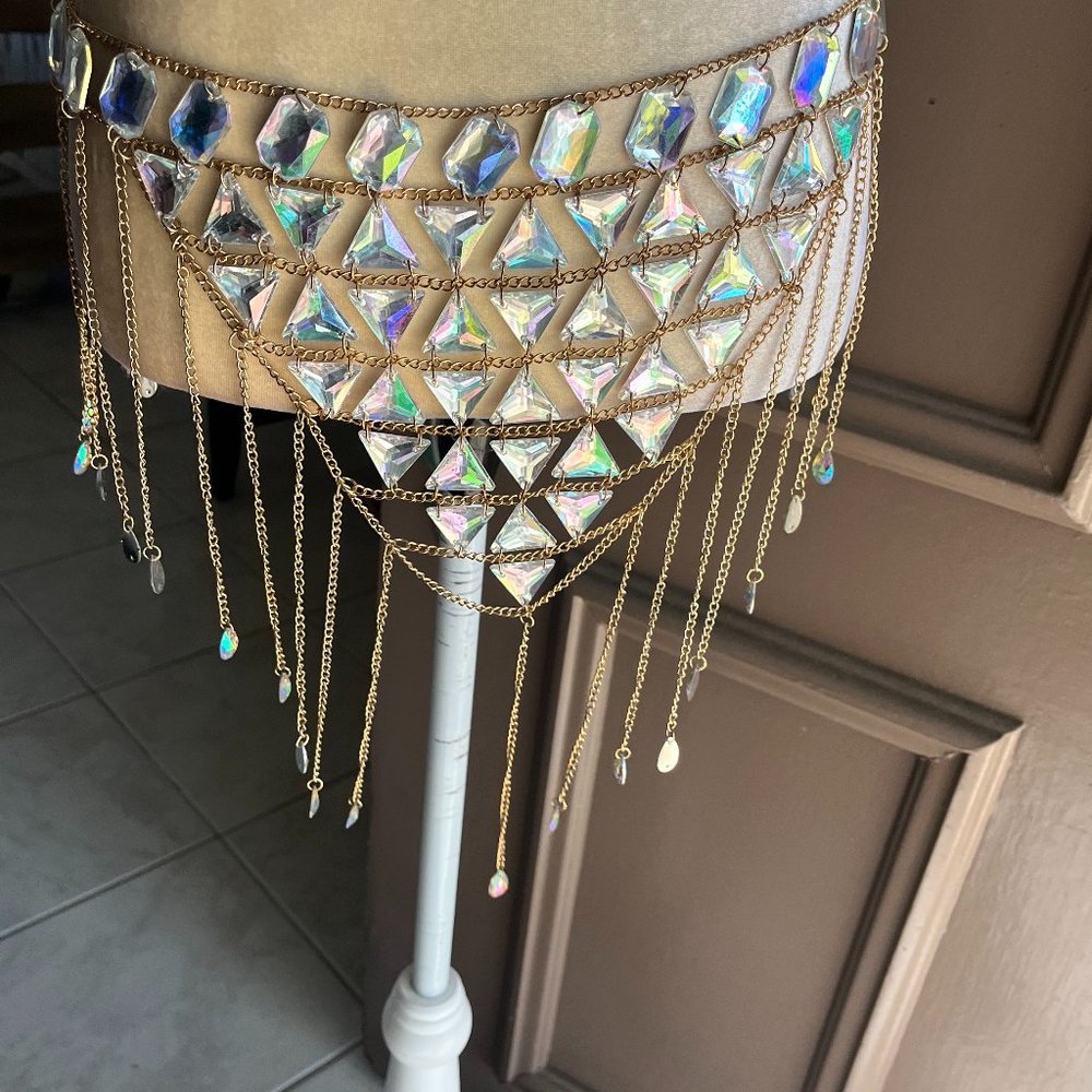 Metal Chain Gemstones Skirt